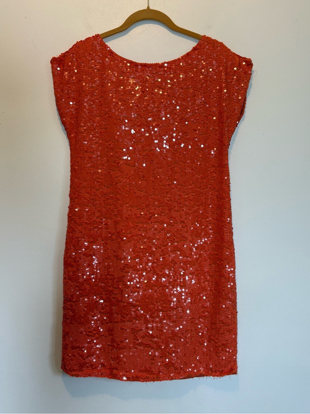 Trina Turk Orange Sequin Mini Dress Small Shimmer